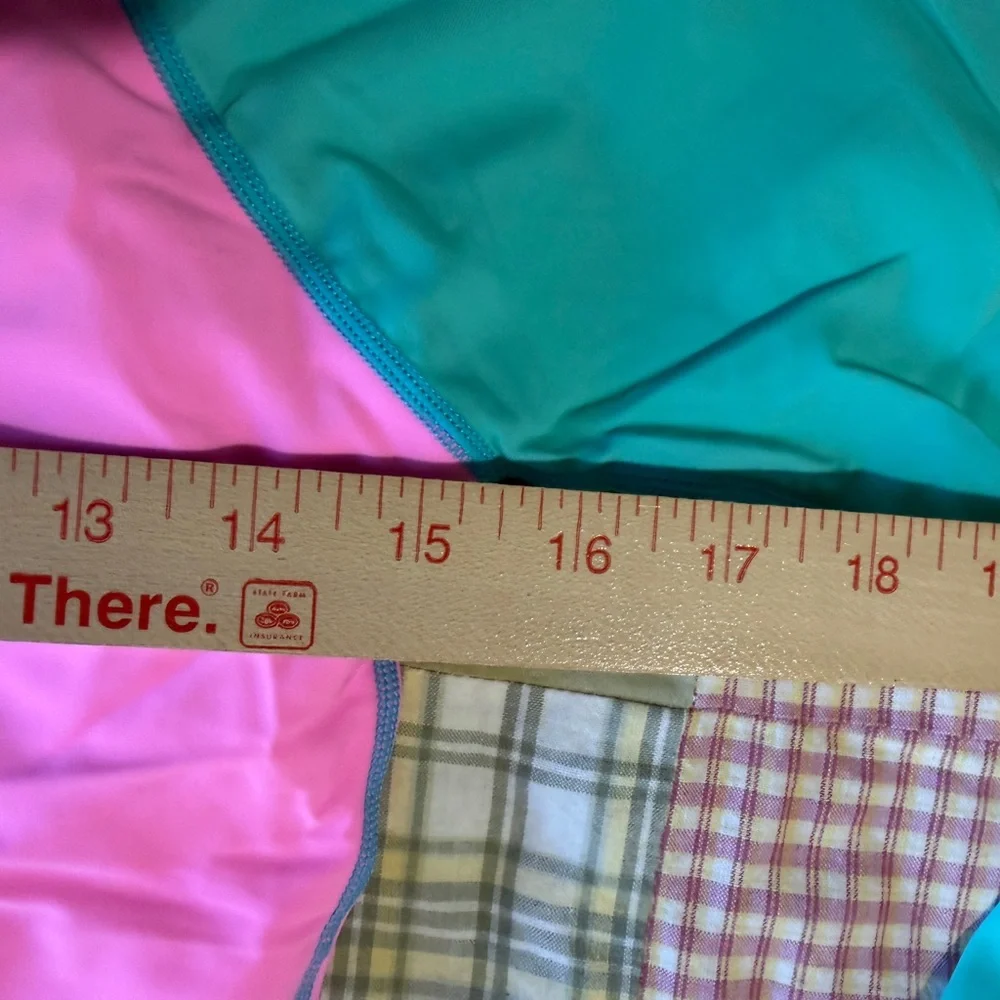 Girls Size M Teal, blue and pink‎ Swimwear One piece with shorts NEW